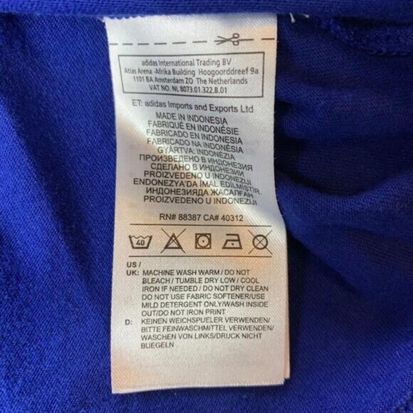 adidas Mens Sportswear Blue Short Sleeve White Logo T Shirt Size Medium​​​​​ - Picture 3 of 6